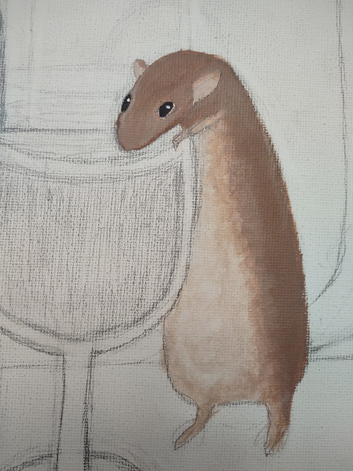 acrylic paint rat on canvas